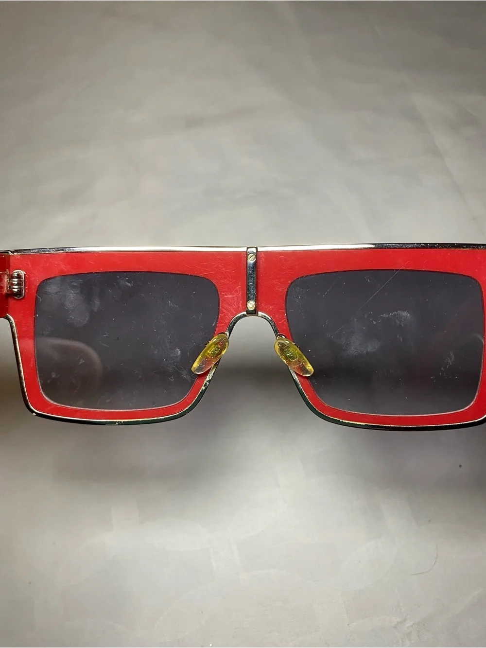 Moschino Red and Black Oversized Square Sunglasses
